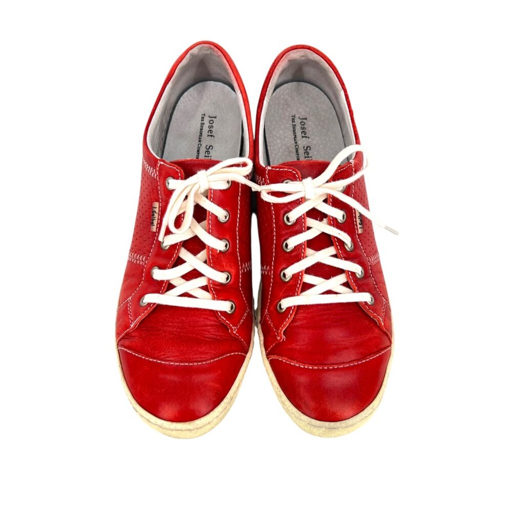 Josef Seibel Caspian Red Leather Casual Lace-Up Shoes Size 41 EU US 10-10.5